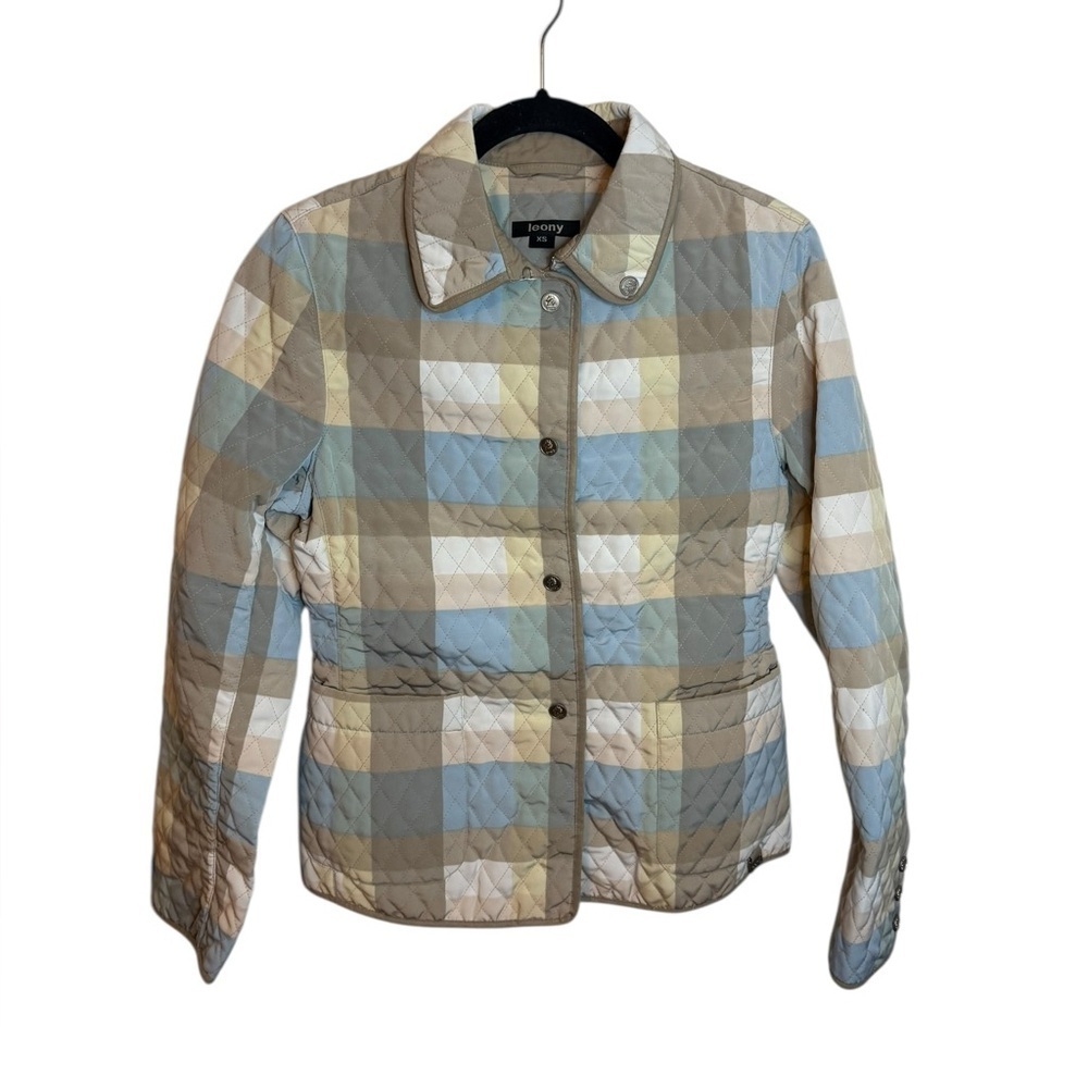 Leony Blue and Tan Quilted Lightweight Jacket